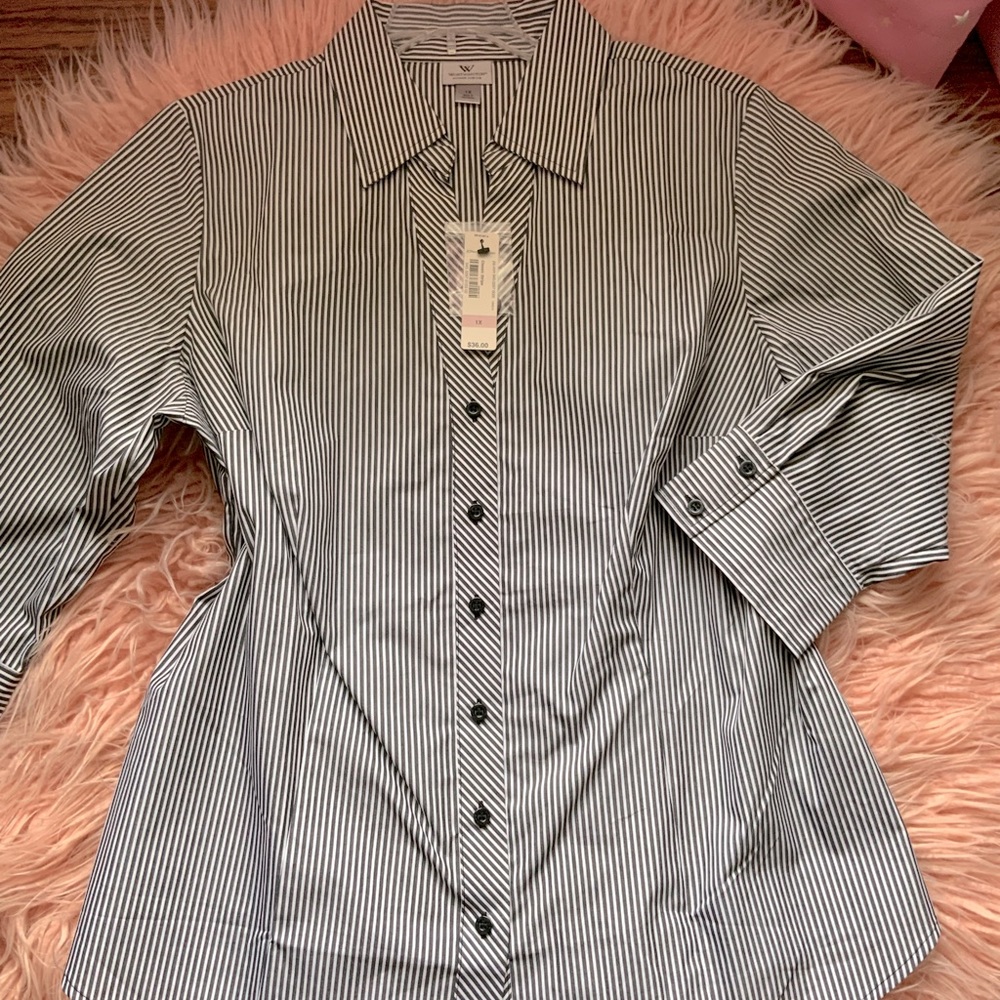 Worthington sz 1X Career striped shirt